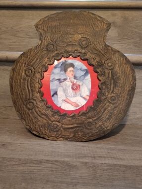 Vintage Mexican Tin Nicho Sacred Heart Hojalata Folk Art Wall Decor